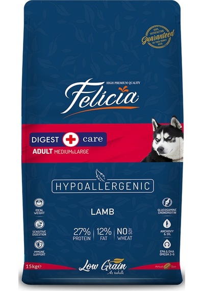Felicia Aztahıllı Kuzulu M/L Breed Hypoallergenic Yetişkin Köpek Maması 15 KG