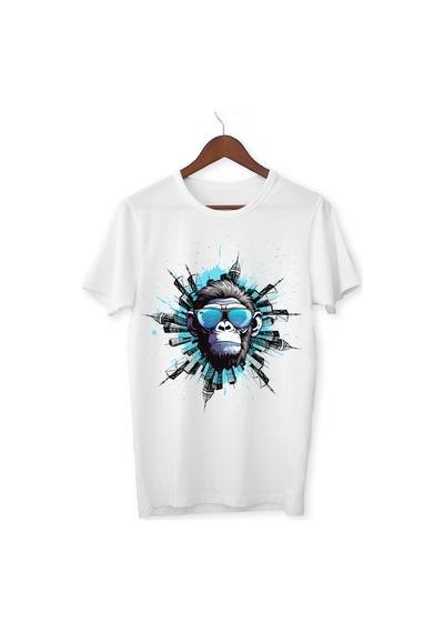 Alpşan Ticaret King Kong Tişört Goril T-shirt Çocuk Yetişkin Tişört Beyaz