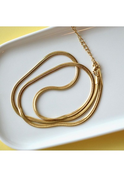 İtalyan Ezme Çelik Zincir Kolye Gold Renk Çelik Kolye Unisex Ürün Çok Renkli