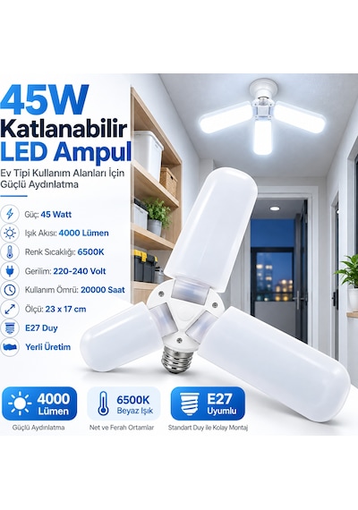 Global K2 Kes471 45w Pervane Led Ampul E27 Beyaz