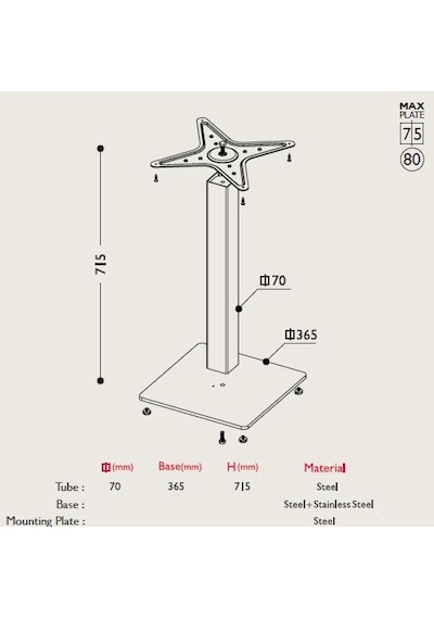 Tablalı Masa Ayağı 11.471 - Taban 36,5 36,5cm