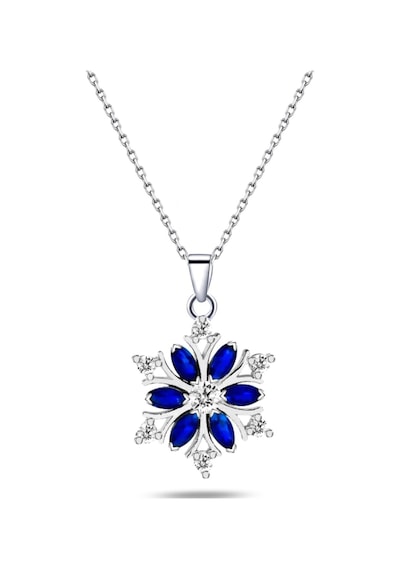 Brezza Lusso Jewelry Pırlanta Model Kar Tanesi Safir Taşlı Kadın Gümüş Kolye 45 CM