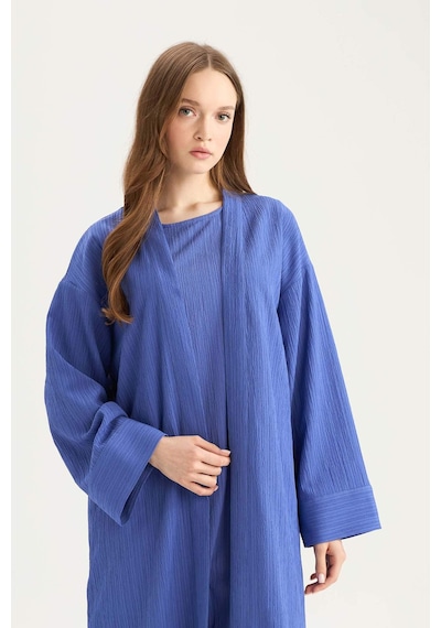 Defacto 	Relax Fit Şal Yaka Krinkıl Kumaş Uzun Kimono E1816AX25SP Mavi