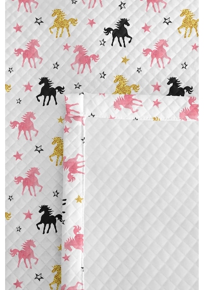Evimde Bambaşka Unicorn Pembe Kız Çocuk Pike Takımı - Yıldızlı Siyah Altın Bebek Odası Yatak Örtüsü - 160x220 CM Evimde Bambaşka Unicorn Pembe Kız Çocuk Pike Takımı - Yıldızlı Siyah Altın Bebek Odası Yatak Örtüsü - 160x220 CM