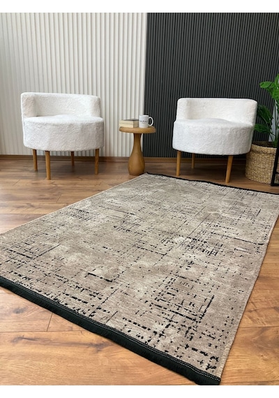 Saraz Halı Şönil Dokuma Kayma Yapmaz Makinede Yıkanabilir Leke Tutmaz Kesme Bohem Kilim Vizon 2 Vizon