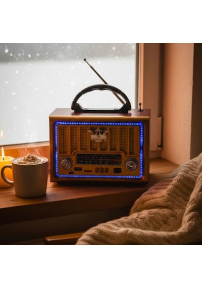 Nostaljik Ahşap Tasarımlı Bluetooth Hoparlör Fm/am Radyo Destekli Şarjlı Ve Taşınabilir Retro Radyo Model-2