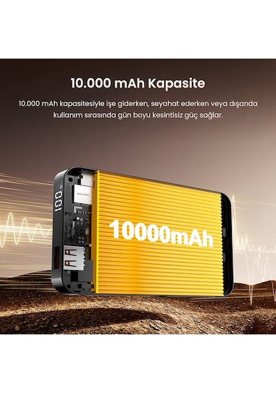 Rocoren 10000mah Magsafe 15w Kablosuz Powerbank Lightning Ve Type-c 22.5w Kablolu Standlı Taşınabilir Hızlı Şarj Cihazı siyah