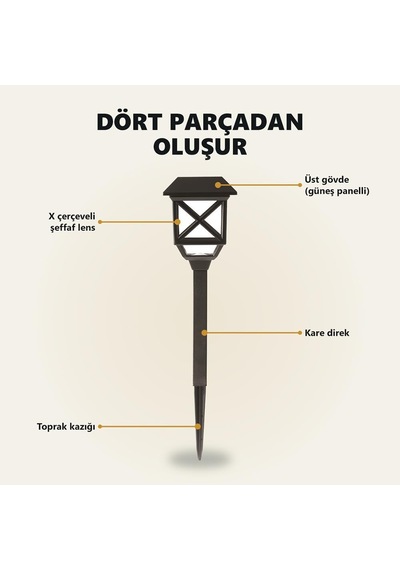 Solar Kazıklı Bahçe Feneri, Siyah, 40 Cm, 6 Adet, Gt-sl48