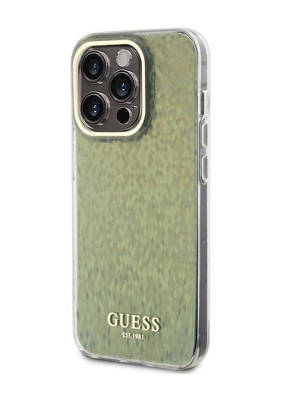 Apple Uyumlu iPhone 15 Pro Kılıf Guess Lisanslı Yazı Logolu Mirror Disco Kapak