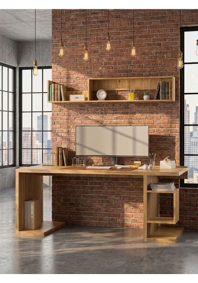 Karnaval Çalışma Masası M35008-6 Raflı Ders Çalışma Masası Bilgisayar Masası Çam 180x75cm Atlantik Çam Karnaval Çalışma Masası M35008-6 Raflı Ders Çalışma Masası Bilgisayar Masası Çam 180x75cm Atlantik Çam