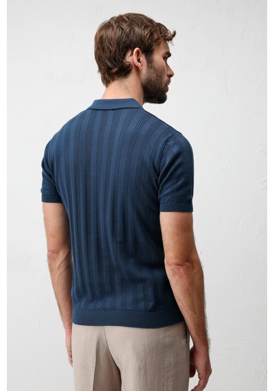 Antioch Dokulu Triko Erkek Polo T-shirt İndigo