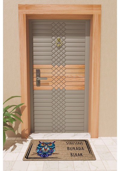 Rugmood Modern Dijtal Baskı Baykuş Stres Yasak Kapı Önü Paspası Çok Renkli