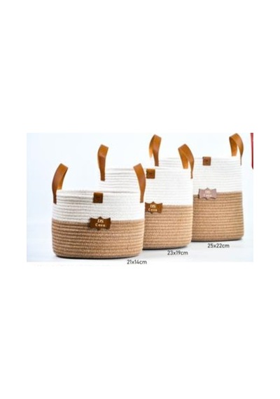 4 Adet Luna Cucina Jüt Kulplu Organizer Hasır Renk Orta 23 X 19 Cm Diğer