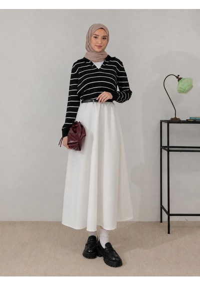 Unika Boutique Kadın Scuba Beli Lastikli Kloş Etek siyah