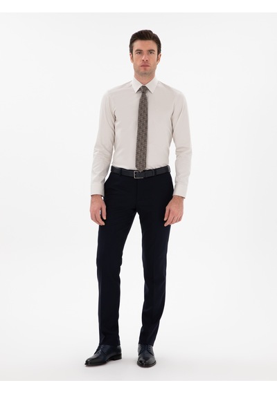 Cacharel Lacivert Slim Fit Yün Karışımlı Klasik Pantolon