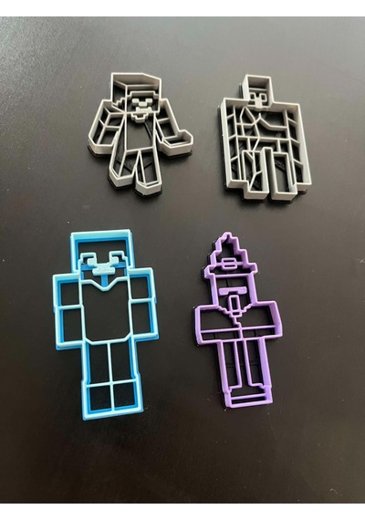 Steve Cadı İskelet Karakterli Pixel Oyun Temalı Kurabiye Kalıbı Seti Çok Renkli