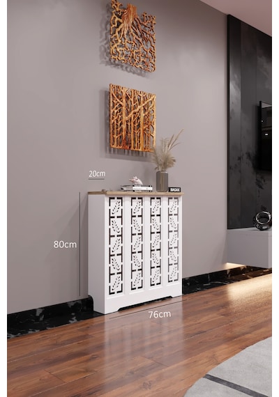 Dekoratif Petek Dolabı Kalorifer Peteği Kapatma Ünitesi Modern Tasarım İç Ölçü 76 Cm Dış Ölçü 80 Cm Petek 76 Beyaz Üstü Çam D10 Dekoratif Petek Dolabı Kalorifer Peteği Kapatma Ünitesi Modern Tasarım İç Ölçü 76 Cm Dış Ölçü 80 Cm Petek 76 Beyaz Üstü Çam D10