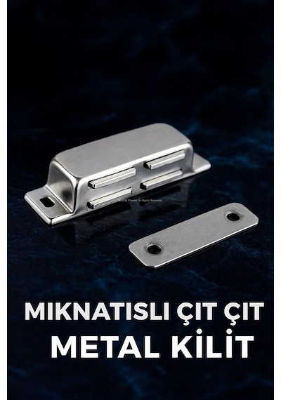 Proalet Mıknatıslı Çıt Çıt Kilit, Paslanmaz, Metal Gövde, Pvc, Kapı, Sineklik, Dolap, Kapak İçin, Manyetik Tutucu, Montaj Vidalı, Sessiz, Kolay Açılır, Kapanır Sistem 8,5 Cm, 2 Adet