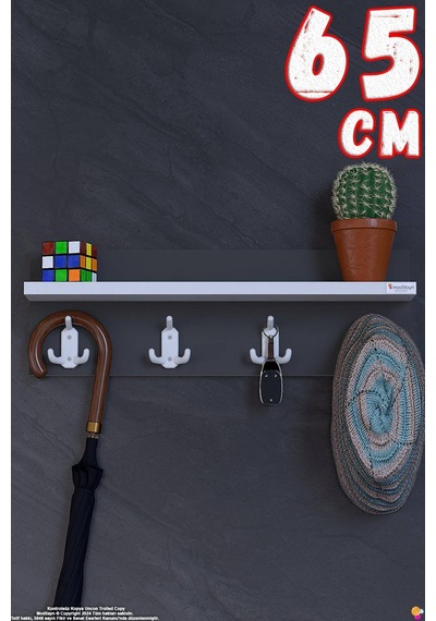Kedi 12 Kancalı Hol Askısı 3'lü Set 61,4x19 Cm - Şık Tasarım, Çok Amaçlı Düzenleyici Ve Yer Tasarrufu Gri