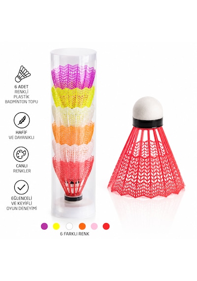 6 Lı Renkli Plastik Badminton Topu Seti Dayanıklı Shuttlecock