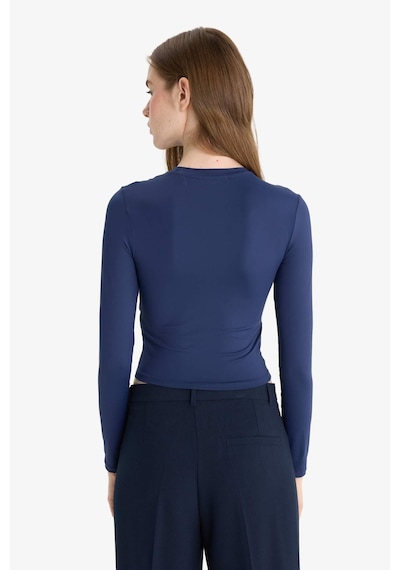 Defacto Fitted Bisiklet Yaka Uzun Kollu Tişört D0199ax25aunv146 Lacivert