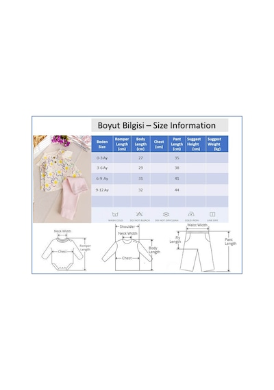 Babymod Çiçek Desenli 100% Pamuk Kız Bebek Pijama Takımı Pembe