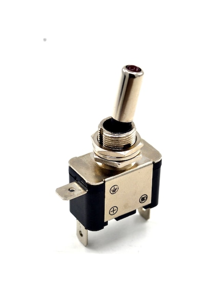 Toggle Switch 1-0 Kırmızı Ledli Metal Anahtar 3 Pin 12v