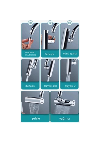 Krom Tasarruflu Şelale Musluk Başlığı 4 Modlu, Ayarlanabilir, Su Tasarrufu Sağlayan Pratik Başlık Renkli Krom Tasarruflu Şelale Musluk Başlığı 4 Modlu, Ayarlanabilir, Su Tasarrufu Sağlayan Pratik Başlık Renkli