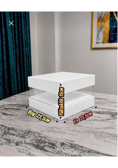 Asetat Gelin&damat Çeyiz Bohça Kutusu Beyaz Küçük Boy 1 Adet 23,5 23,5 15cm