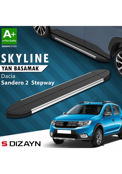 S-dizayn Dacia Sandero 2 Stepway Skyline Krom Yan Basamak 173 Cm 2013-2020 A+ Kalite