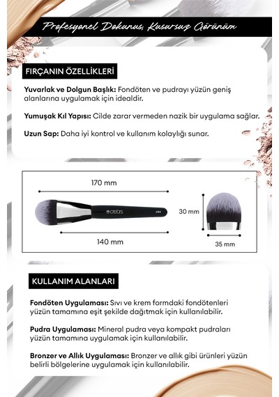 Düz Fondöten Fırçası Cre'ars Face Paint Brush 104