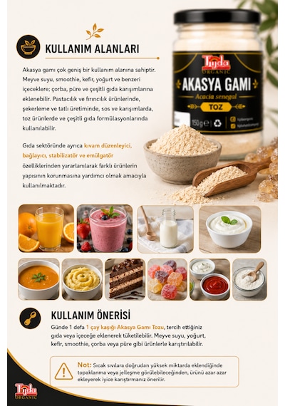 Akasya Gamı/arabic Gum/ Toz Arap Zamkı 150 Gr Lif Kaynağı Saf İçerik Acacia Senegal
