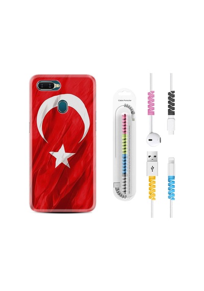 Oppo A5S Kılıf Kablo Koruyuculu Şanlı Türk Bayrağı 4 1401