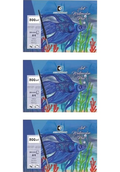 Art Suluboya Kağıdı Blok Ince Dokulu Ekstra White 300g 12 Yp A4 Alx-0625 3'lü