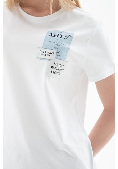 Fashion Friends Baskılı %100 Pamuklu Beyaz Kadın T-shirt 25y0029k1 Beyaz