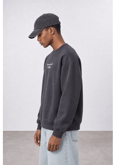 Respire Erkek The Art Of Patch Detaylı Oversize Sweatshirt Füme