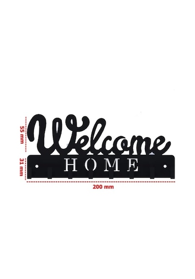 Lazer Anahtar Askısı Welcome Mat Siyah Mat Siyah