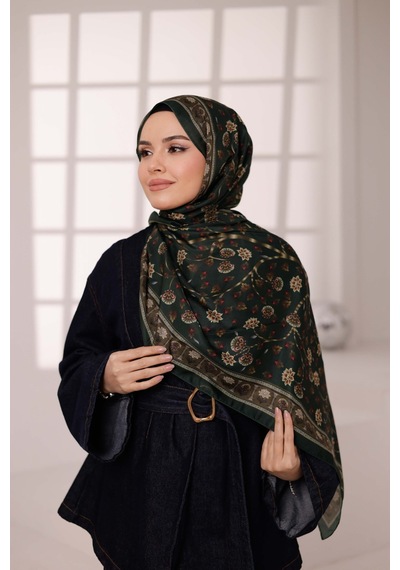 Mimiyum Alya Desen Soft Şal Çimen Kahve Çok Renkli