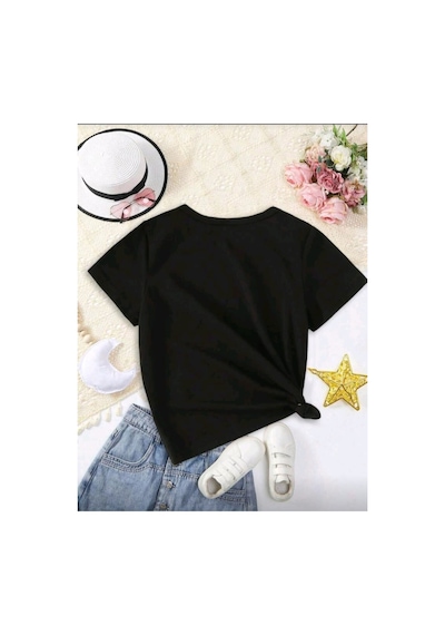 Stil X Ramazan Bayramı Baskılı Kız Çocuk Tshirt, %100 Pamuklu Kumaş Siyah-3