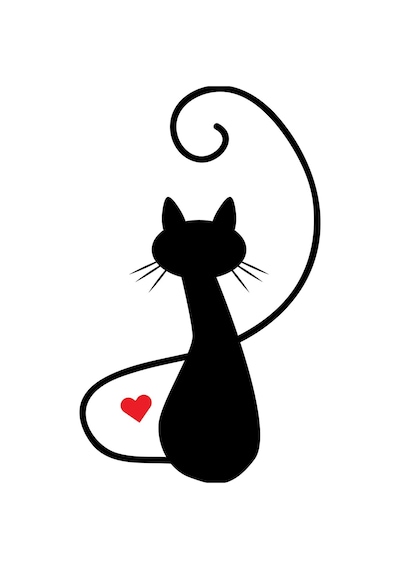 Kalpli Kedi Folyo Sticker Derstv735 80cm Uzunluk Siyah