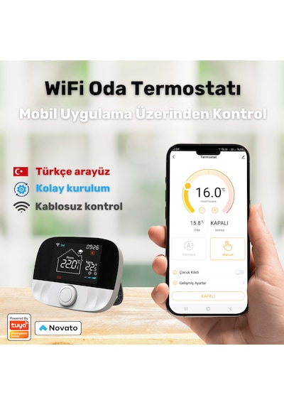 Wifi Kablosuz Akıllı Oda Termostatı Tuya - Smart Life Uyumlu...