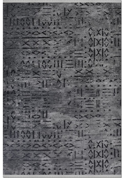 Venüs Yumuşak Pamuk Dokuma Kilim Kaymaz Tabanlı Antrasit Iskandinav Halı Salon Ve Mutfak Halısı Antrasit