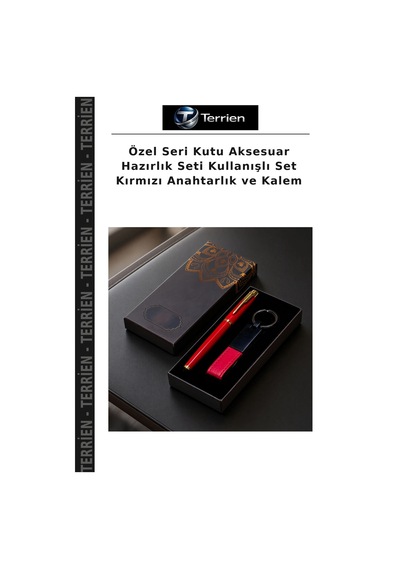 Özel Seri Kutu Aksesuar Hazırlık Seti Kullanışlı Set Kırmızı Anahtarlık Ve Kalem Çok Renkli