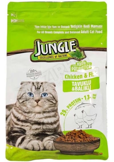 2 Adet Jungle Tavuklu Balıklı Yetişkin Kedi Maması 1.5 Kg