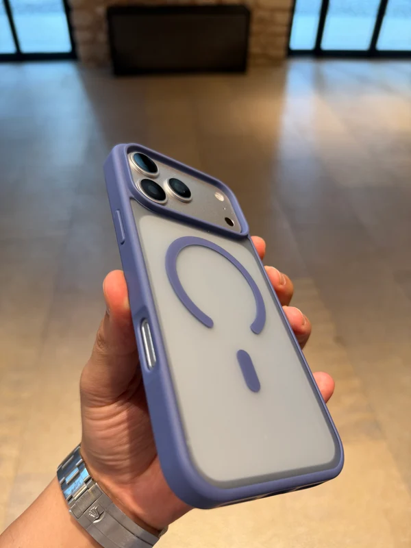 Apple iPhone 17 Pro Max Magsafe Uyumlu Renkli Şeffaf Kılıf Lila
