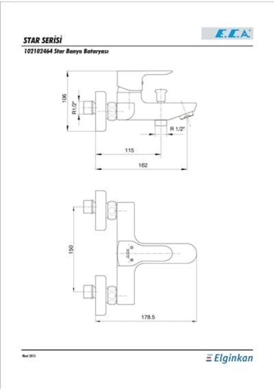 Eca Star Banyo Bataryası 102102464 Krom