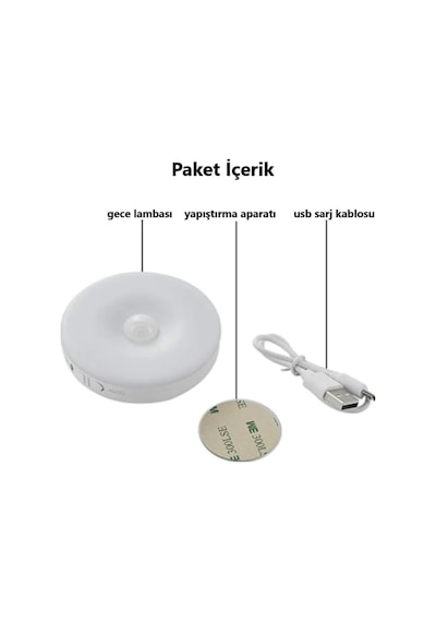 Harekete Duyarlı Sensörlü Sarjlı Mıknatıslı Gün Işık Led Mutfak, Banyo, Yatak Odası Led Işık 6 Günışığı