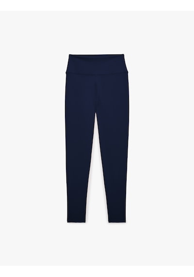 Koton Yüksek Bel Slim Fit Dikişli Spor Tayt Lacivert 6sak40300nk