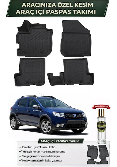 Dacia Sandero 2019 Model Aracınıza Özel Üretim Esnek Kauçuk Paspas Takımı