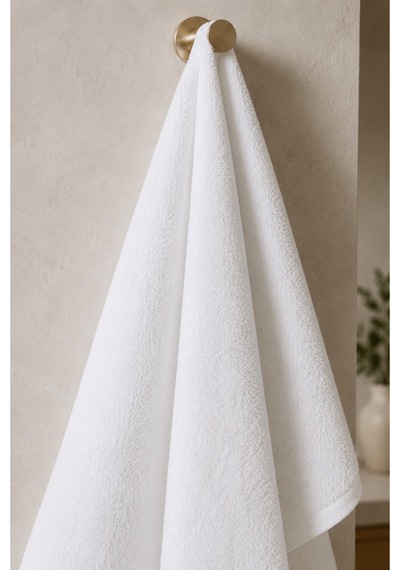 2'li Banyo Havlusu 530gr 70x140 Cm %100 Pamuk Yumuşak Yüksek Su Emici Beyaz Havlu Seti